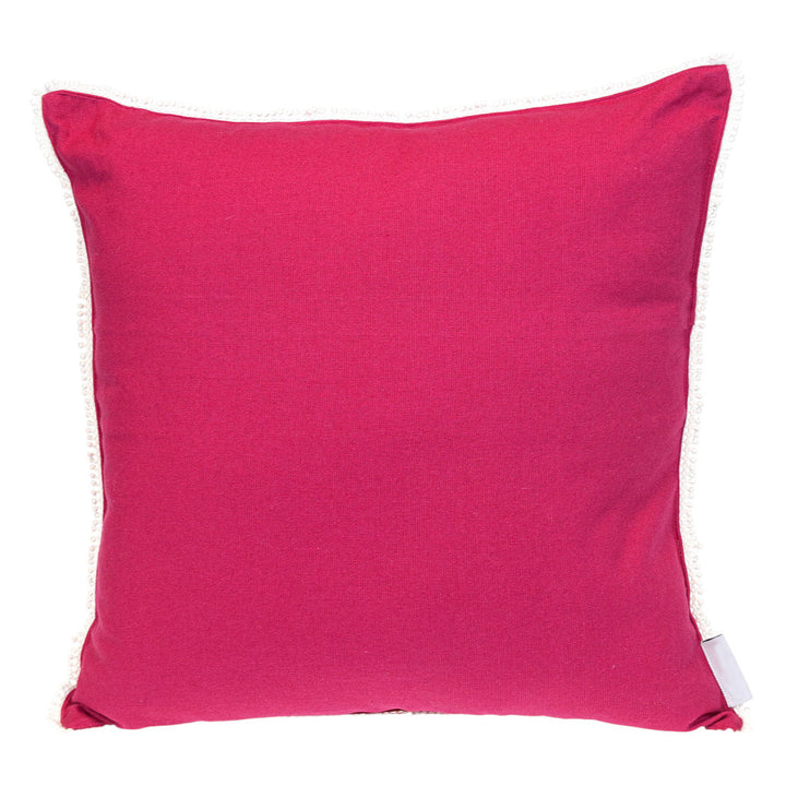 20" Hot Pink Cotton Throw Pillow With Fringe-1