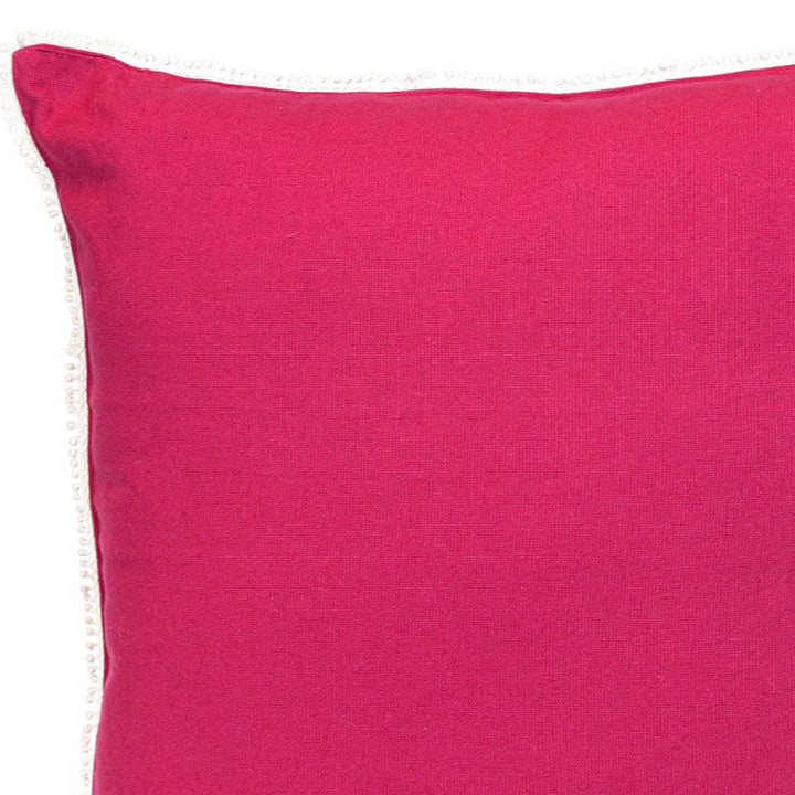 20" Hot Pink Cotton Throw Pillow With Fringe-4