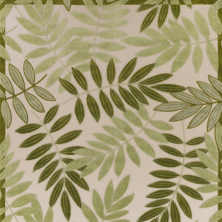 12' X 15' Ivory And Green Floral Indoor Outdoor Area Rug-5