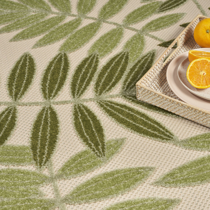 12' X 15' Ivory And Green Floral Indoor Outdoor Area Rug-6