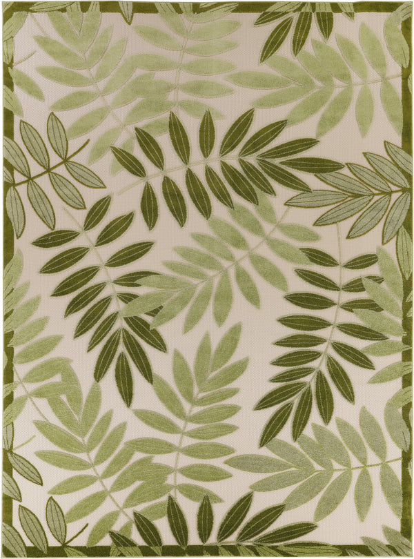 12' X 15' Ivory And Green Floral Indoor Outdoor Area Rug-0