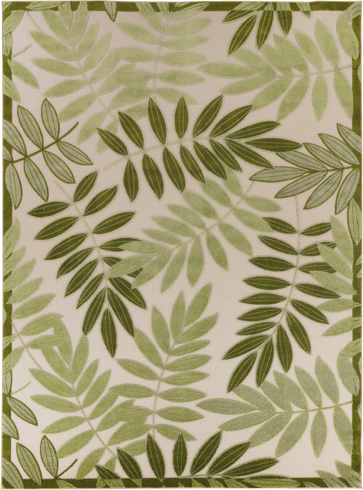 12' X 15' Ivory And Green Floral Indoor Outdoor Area Rug-0