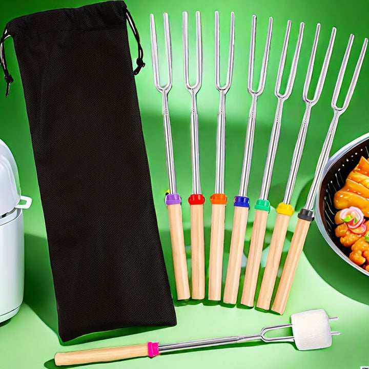 8pcs Extendable Stainless Steel Marshmallow Roasting Sticks-2