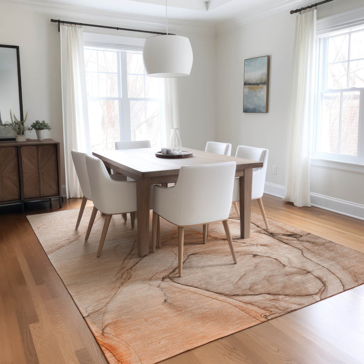 3' X 5' Gray and Orange Abstract Washable Non Skid Indoor Outdoor Area Rug-8