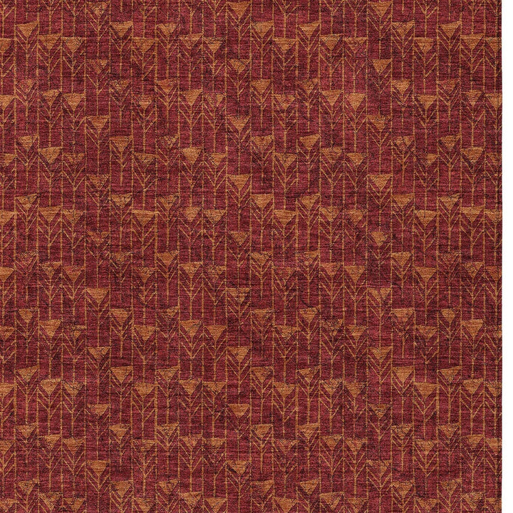 10' X 14' Burgundy Geometric Washable Non Skid Indoor Outdoor Area Rug-5