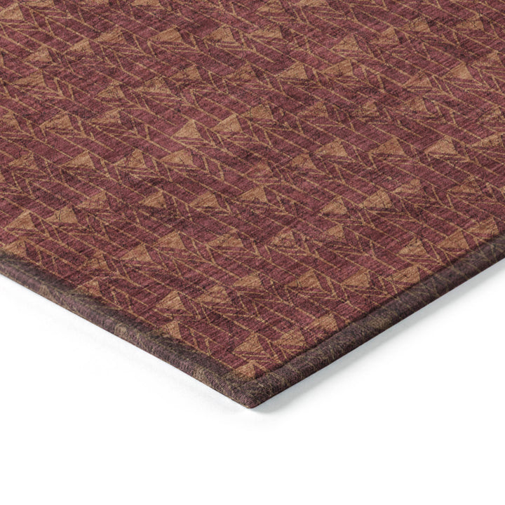 10' X 14' Burgundy Geometric Washable Non Skid Indoor Outdoor Area Rug-4