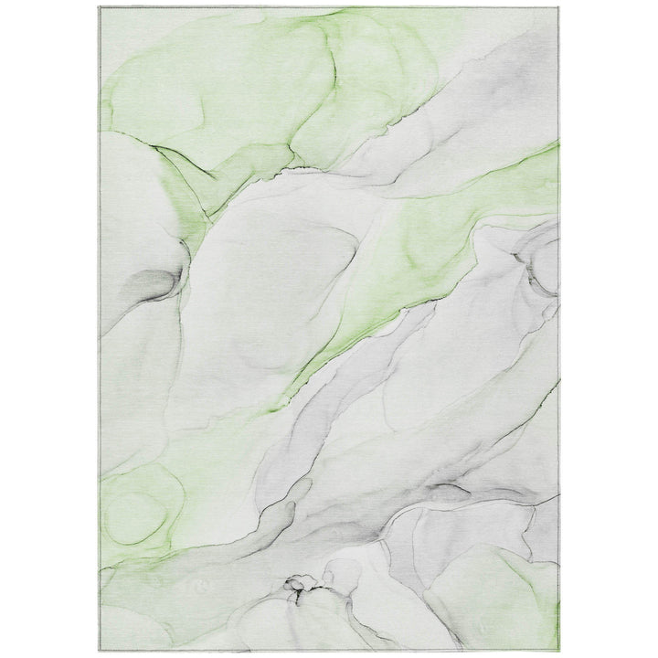 10' X 14' Green Abstract Washable Non Skid Indoor Outdoor Area Rug-1