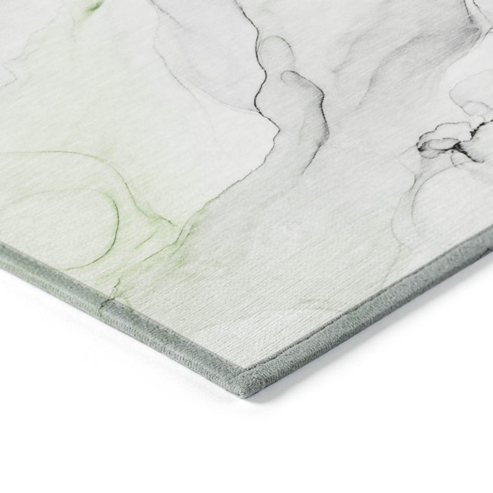 10' X 14' Green Abstract Washable Non Skid Indoor Outdoor Area Rug-6