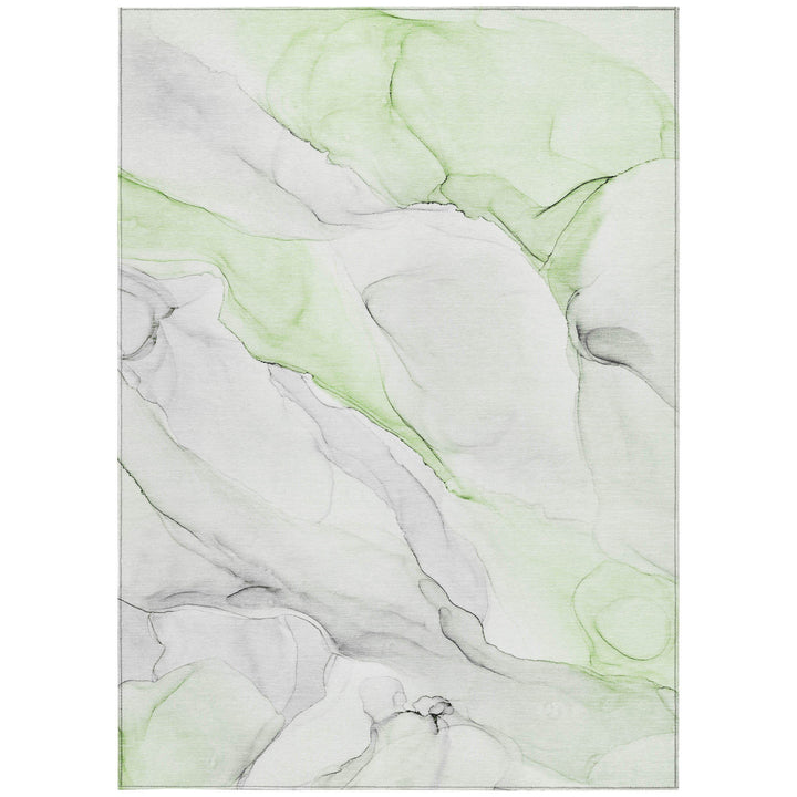 10' X 14' Green Abstract Washable Non Skid Indoor Outdoor Area Rug-3