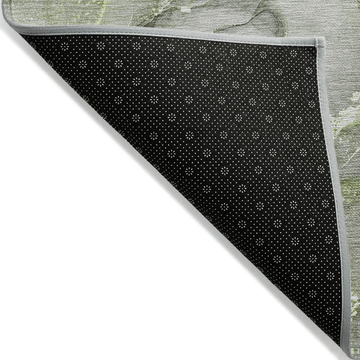 5' X 8' Green Abstract Washable Non Skid Indoor Outdoor Area Rug-5
