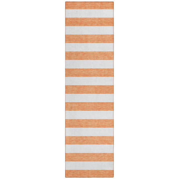 2' X 8' Salmon Striped Washable Indoor Outdoor Runner Rug-1