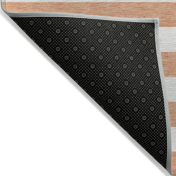 2' X 8' Salmon Striped Washable Indoor Outdoor Runner Rug-3
