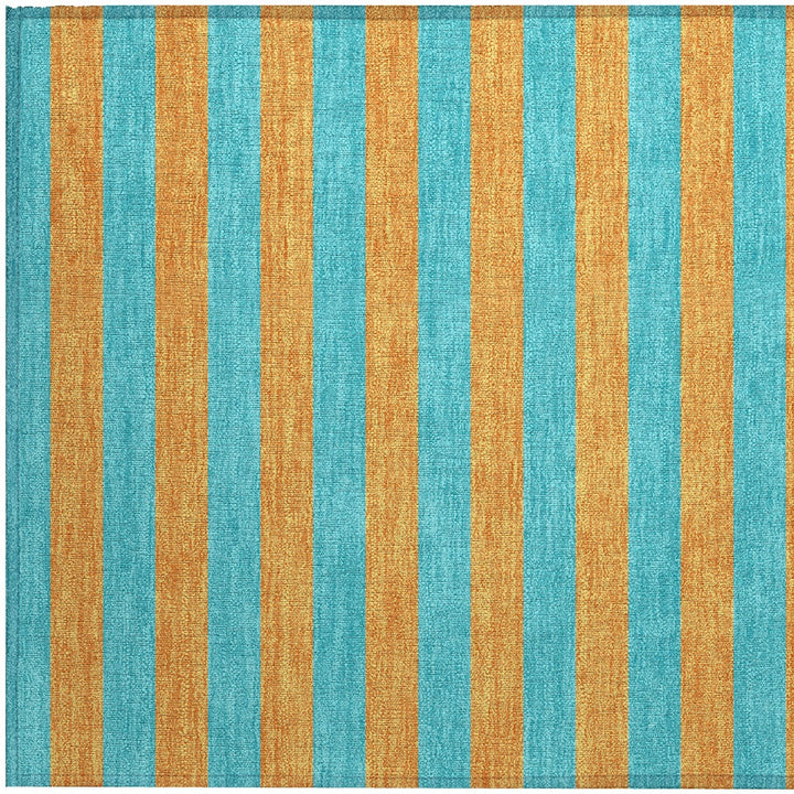 2' X 3' Aqua Striped Washable Non Skid Indoor Outdoor Area Rug-6