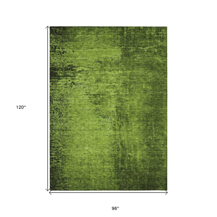 8' X 10' Green Abstract Washable Non Skid Indoor Outdoor Area Rug-2
