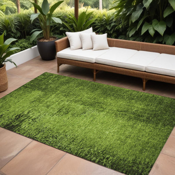 8' X 10' Green Abstract Washable Non Skid Indoor Outdoor Area Rug-0