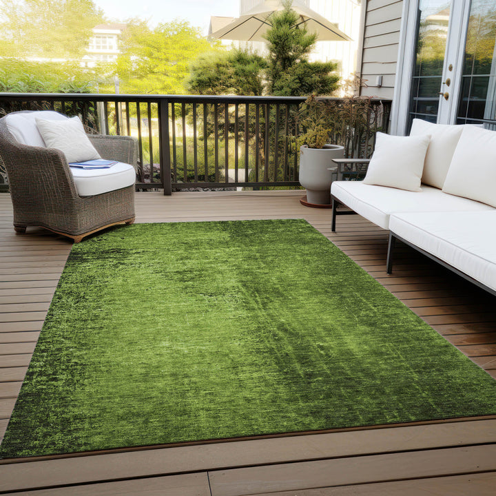 8' X 10' Green Abstract Washable Non Skid Indoor Outdoor Area Rug-7