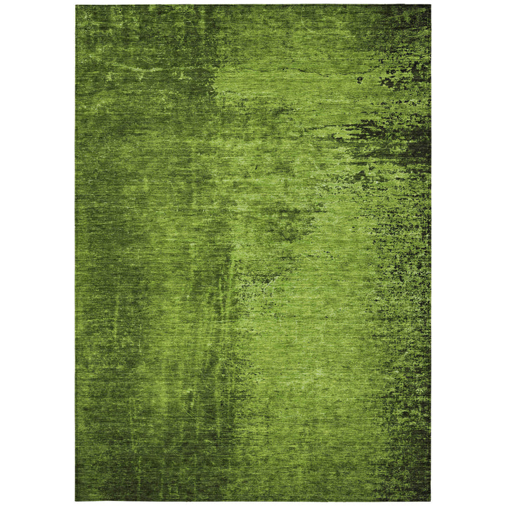 8' X 10' Green Abstract Washable Non Skid Indoor Outdoor Area Rug-3