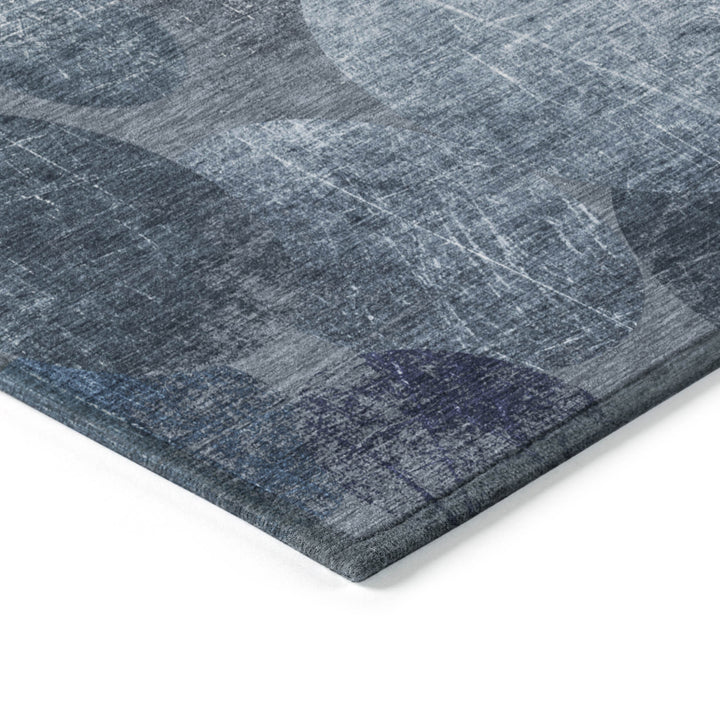 3' X 5' Gray and Blue Abstract Washable Non Skid Indoor Outdoor Area Rug-6