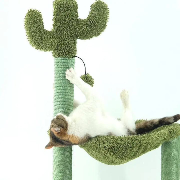 Sleek Sisal Cat Tree With Cozy Hammock - Ultimate Cat Climbing Frame Dog Hugs Cat