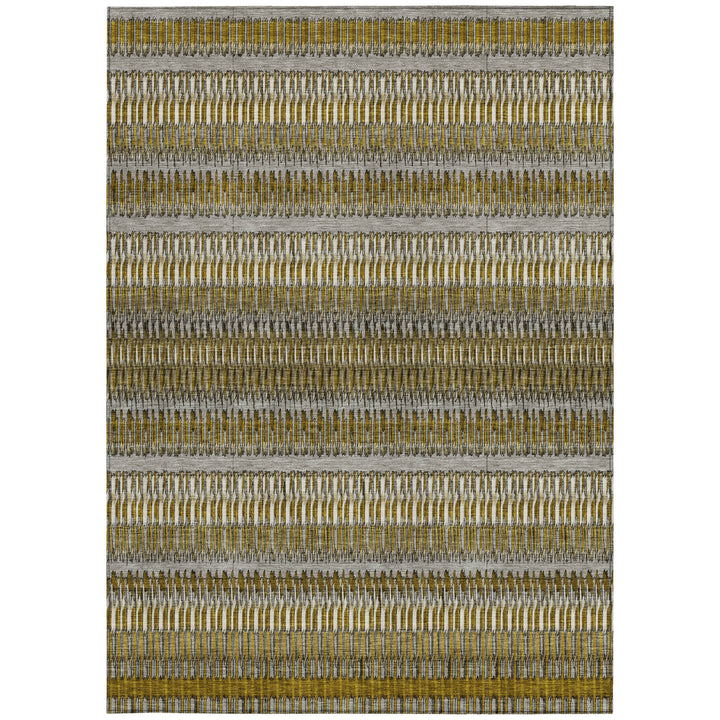 3' X 5' Coffee And Taupe Striped Washable Indoor Outdoor Area Rug-5