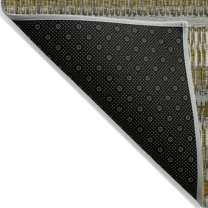 3' X 5' Coffee And Taupe Striped Washable Indoor Outdoor Area Rug-6