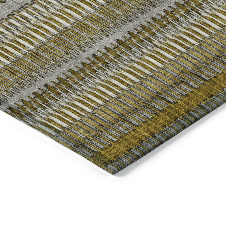 3' X 5' Coffee And Taupe Striped Washable Indoor Outdoor Area Rug-3