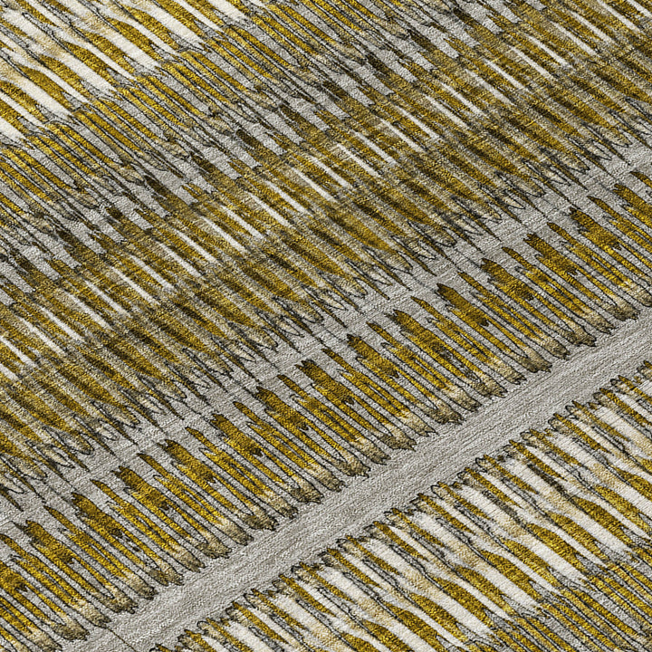 3' X 5' Coffee And Taupe Striped Washable Indoor Outdoor Area Rug-4