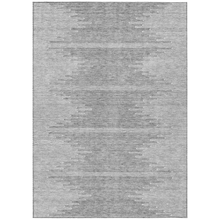 5' X 8' Gray And Ivory Abstract Washable Indoor Outdoor Area Rug-1