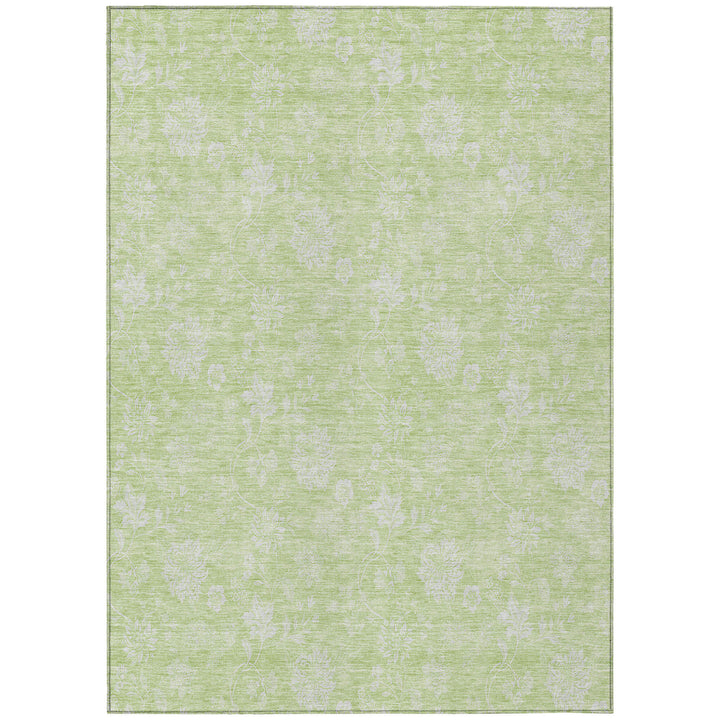 8' X 10' Artichoke Green Mint Green And Ivory Floral Washable Indoor Outdoor Area Rug-1