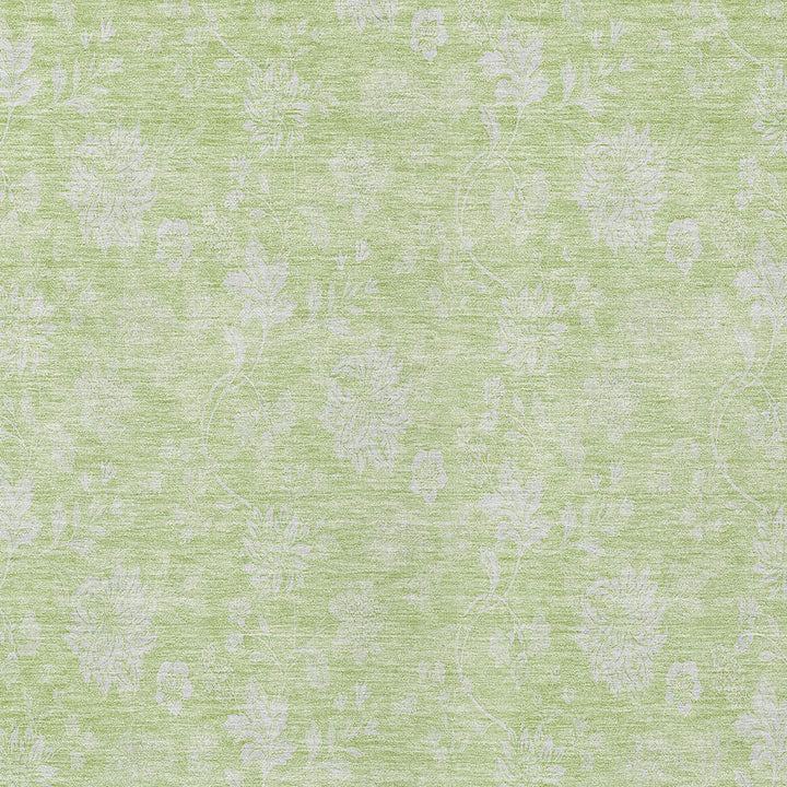 8' X 10' Artichoke Green Mint Green And Ivory Floral Washable Indoor Outdoor Area Rug-4
