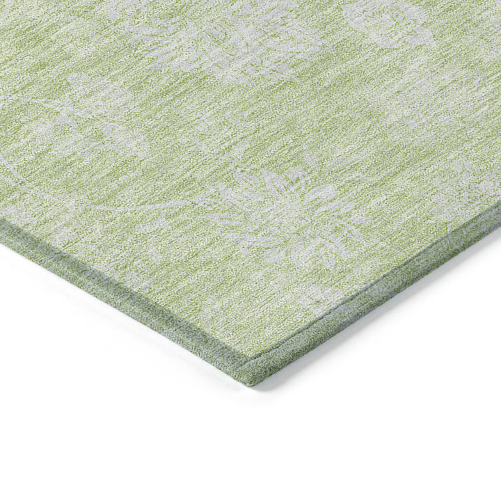8' X 10' Artichoke Green Mint Green And Ivory Floral Washable Indoor Outdoor Area Rug-3