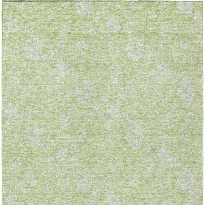 8' X 10' Artichoke Green Mint Green And Ivory Floral Washable Indoor Outdoor Area Rug-5