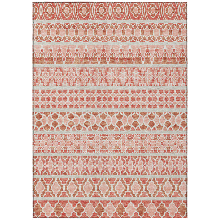 9' X 12' Salmon Beige And Copper Quatrefoil Washable Indoor Outdoor Area Rug-1