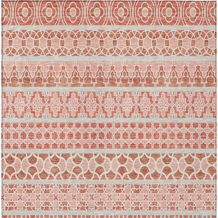9' X 12' Salmon Beige And Copper Quatrefoil Washable Indoor Outdoor Area Rug-4
