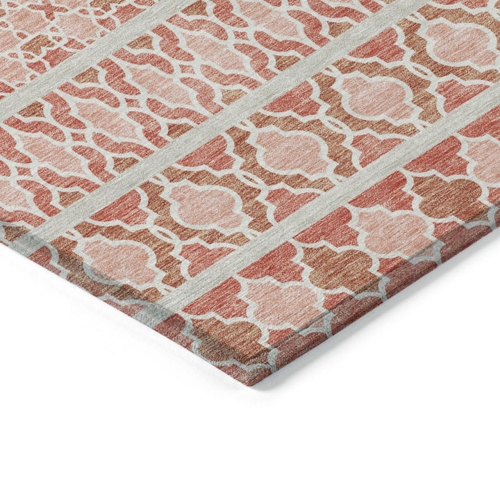 9' X 12' Salmon Beige And Copper Quatrefoil Washable Indoor Outdoor Area Rug-2