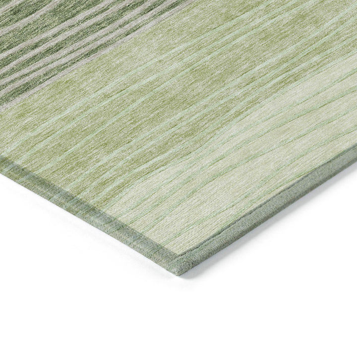 9' X 12' Artichoke Green And Taupe Striped Washable Indoor Outdoor Area Rug-3
