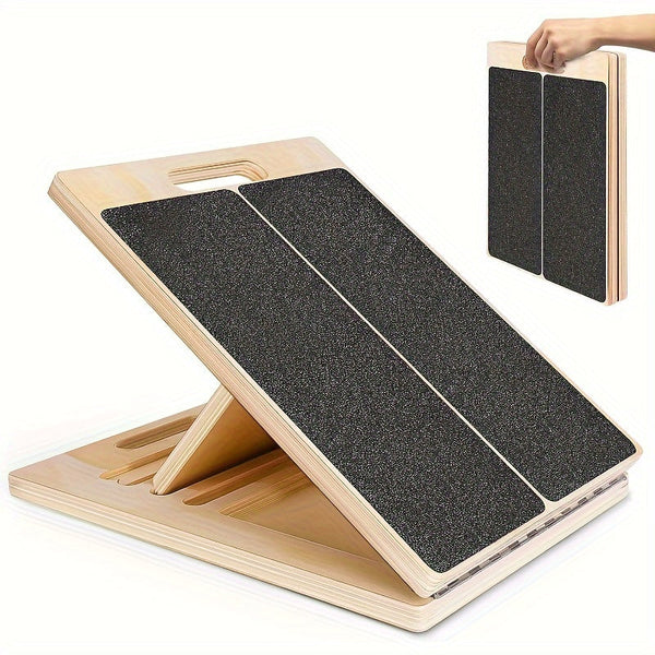 Adjustable Fitness Wooden Slant Board for Calf Stretching & Squats(Brown)-0