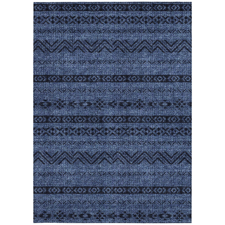 8' X 10' Navy Blue And Black Southwestern Washable Indoor Outdoor Area Rug-6