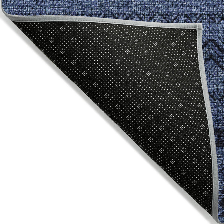 8' X 10' Navy Blue And Black Southwestern Washable Indoor Outdoor Area Rug-3