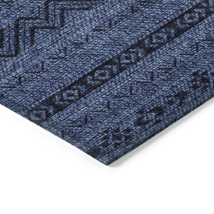 8' X 10' Navy Blue And Black Southwestern Washable Indoor Outdoor Area Rug-4