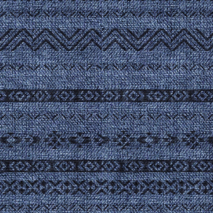8' X 10' Navy Blue And Black Southwestern Washable Indoor Outdoor Area Rug-5