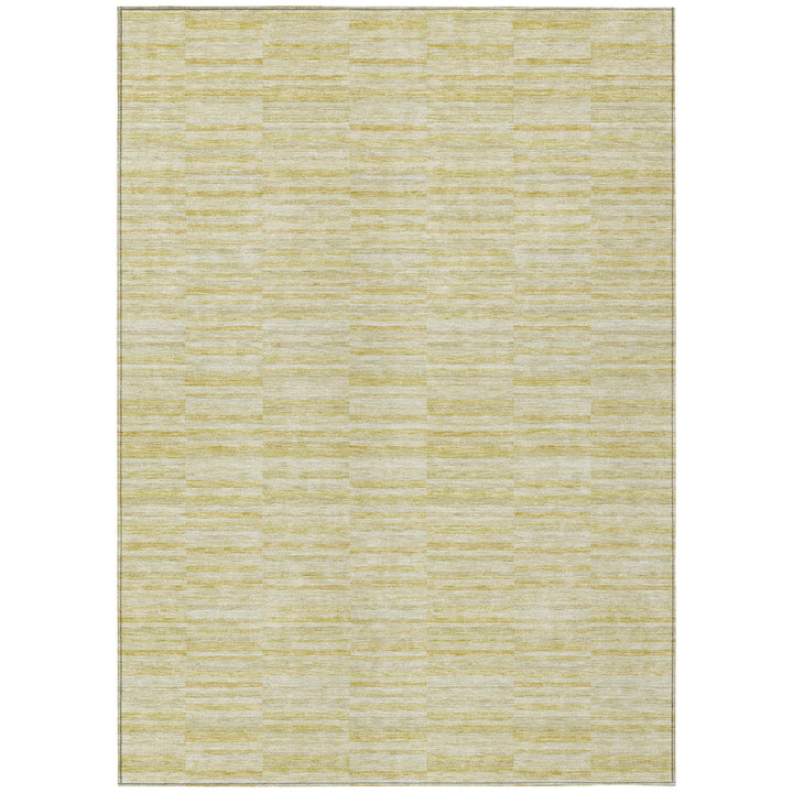9' X 12' Wheat Gold And Tan Striped Washable Indoor Outdoor Area Rug-1