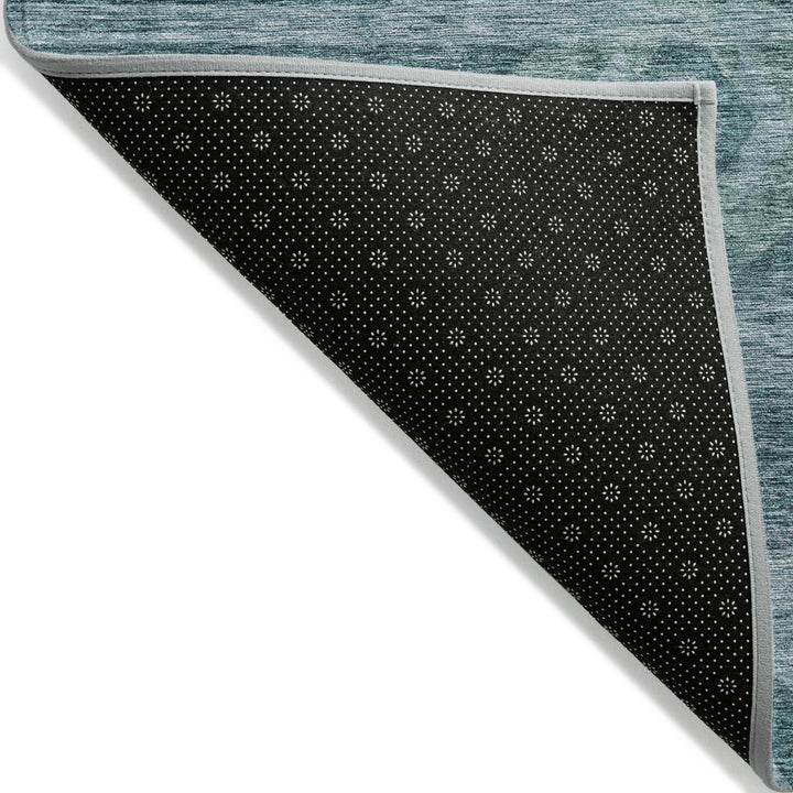 10' X 14' Teal Blue And Aqua Southwestern Washable Indoor Outdoor Area Rug-1