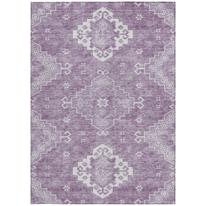 3' X 5' Lavender Plum And Ivory Medallion Washable Indoor Outdoor Area Rug-4