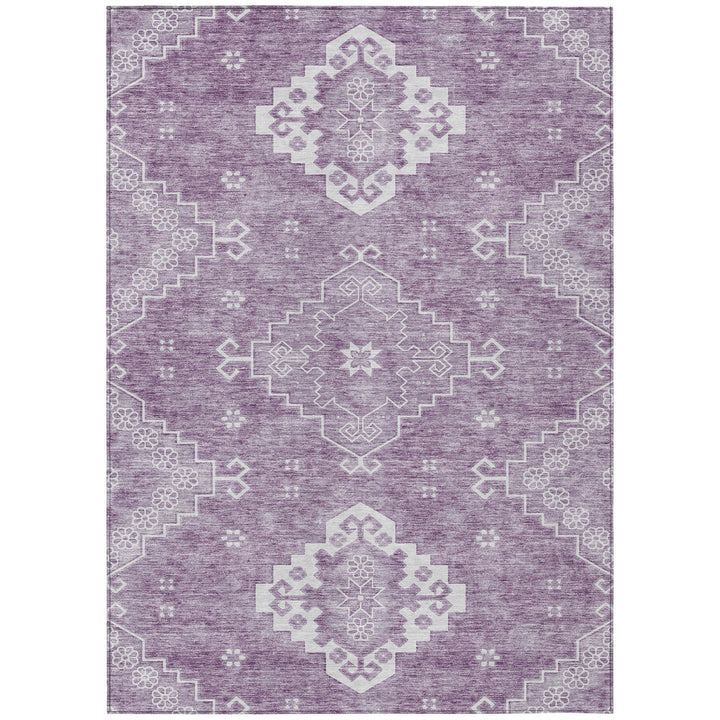 3' X 5' Lavender Plum And Ivory Medallion Washable Indoor Outdoor Area Rug-0