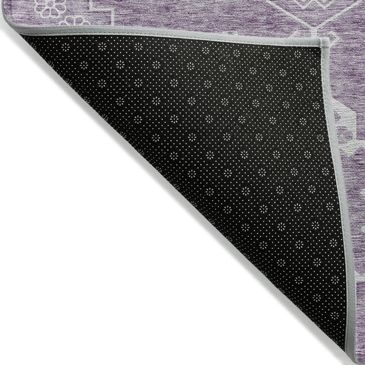 3' X 5' Lavender Plum And Ivory Medallion Washable Indoor Outdoor Area Rug-1