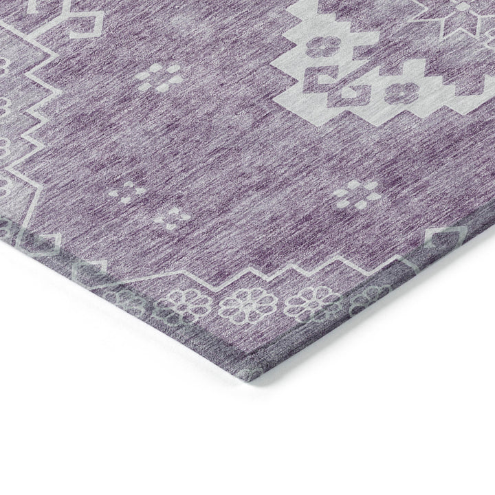3' X 5' Lavender Plum And Ivory Medallion Washable Indoor Outdoor Area Rug-2