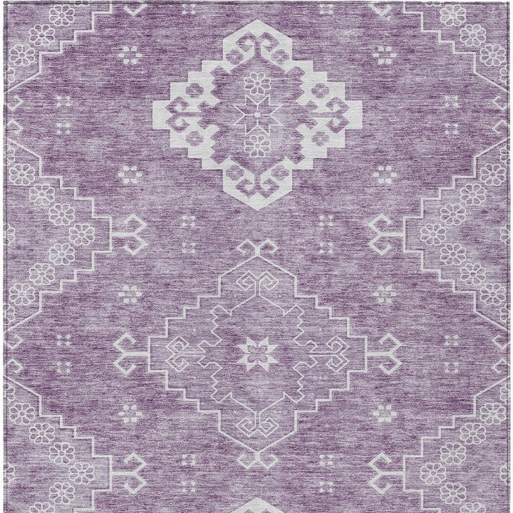 3' X 5' Lavender Plum And Ivory Medallion Washable Indoor Outdoor Area Rug-3