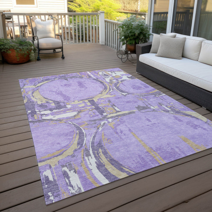 10' X 14' Lavender Lilac And Purple Geometric Washable Indoor Outdoor Area Rug-8