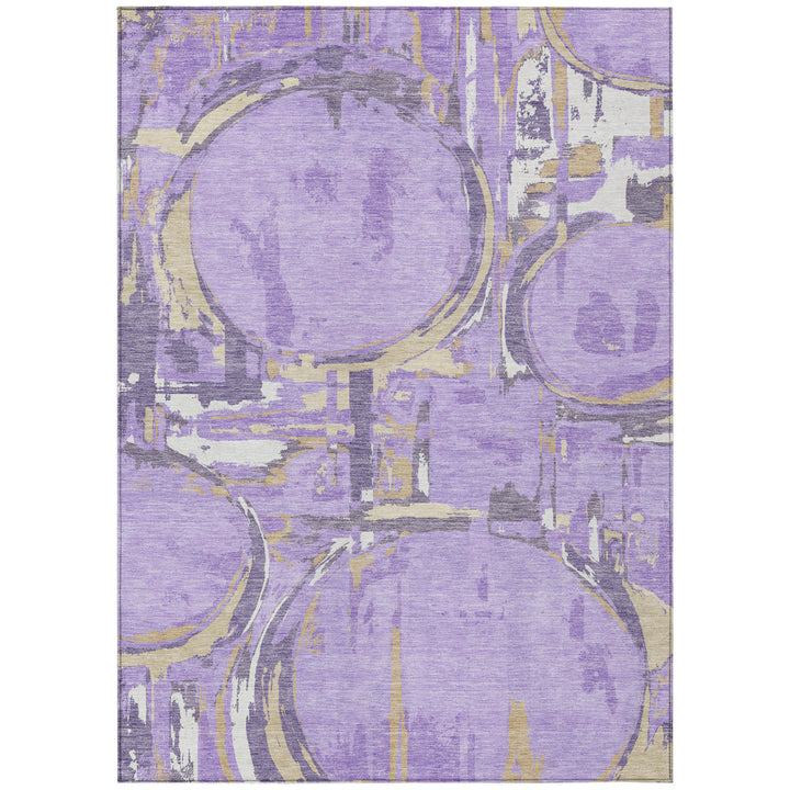10' X 14' Lavender Lilac And Purple Geometric Washable Indoor Outdoor Area Rug-1